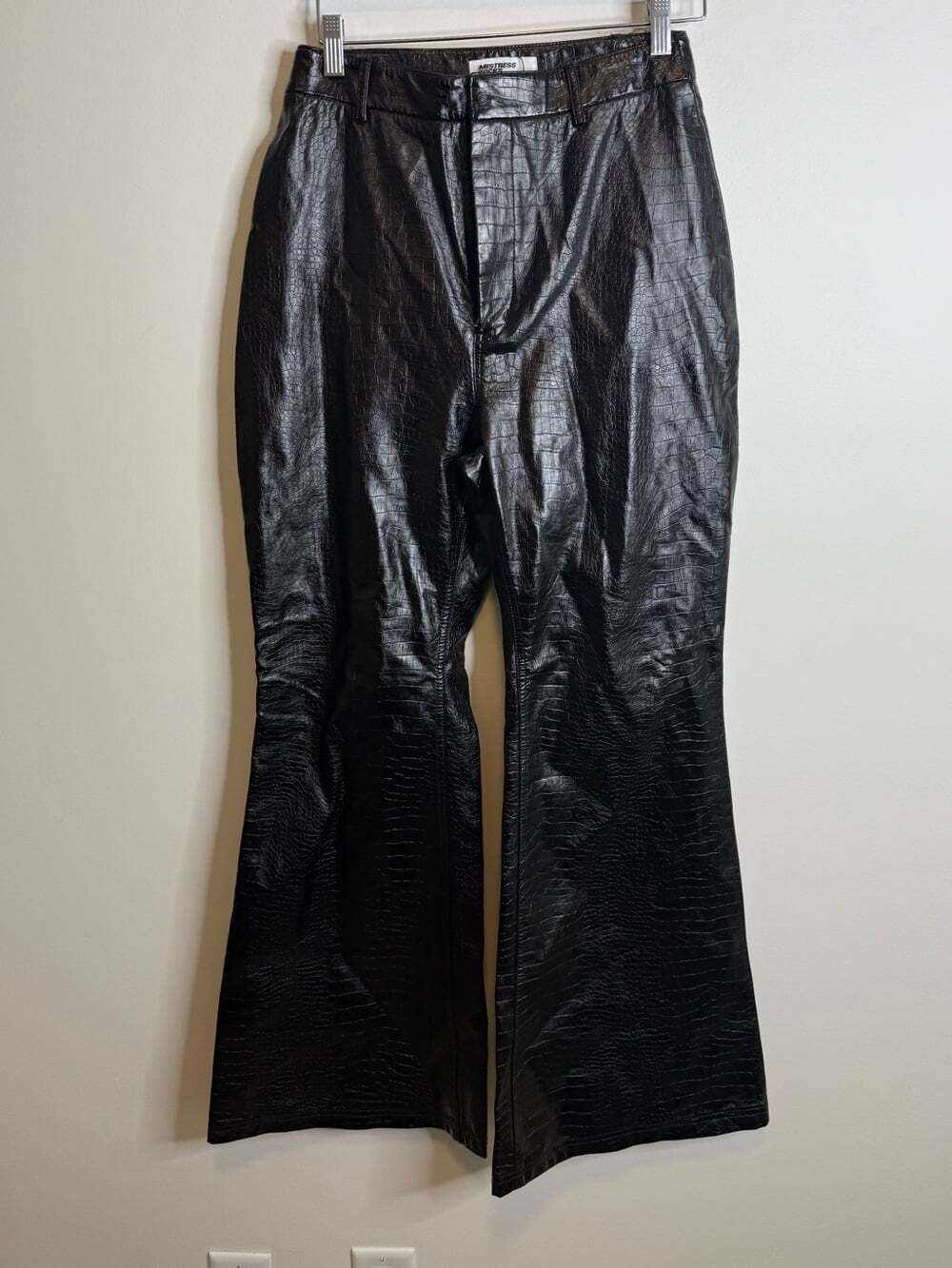 Mistress rocks faux croc Black Boot-Cut Pants size large